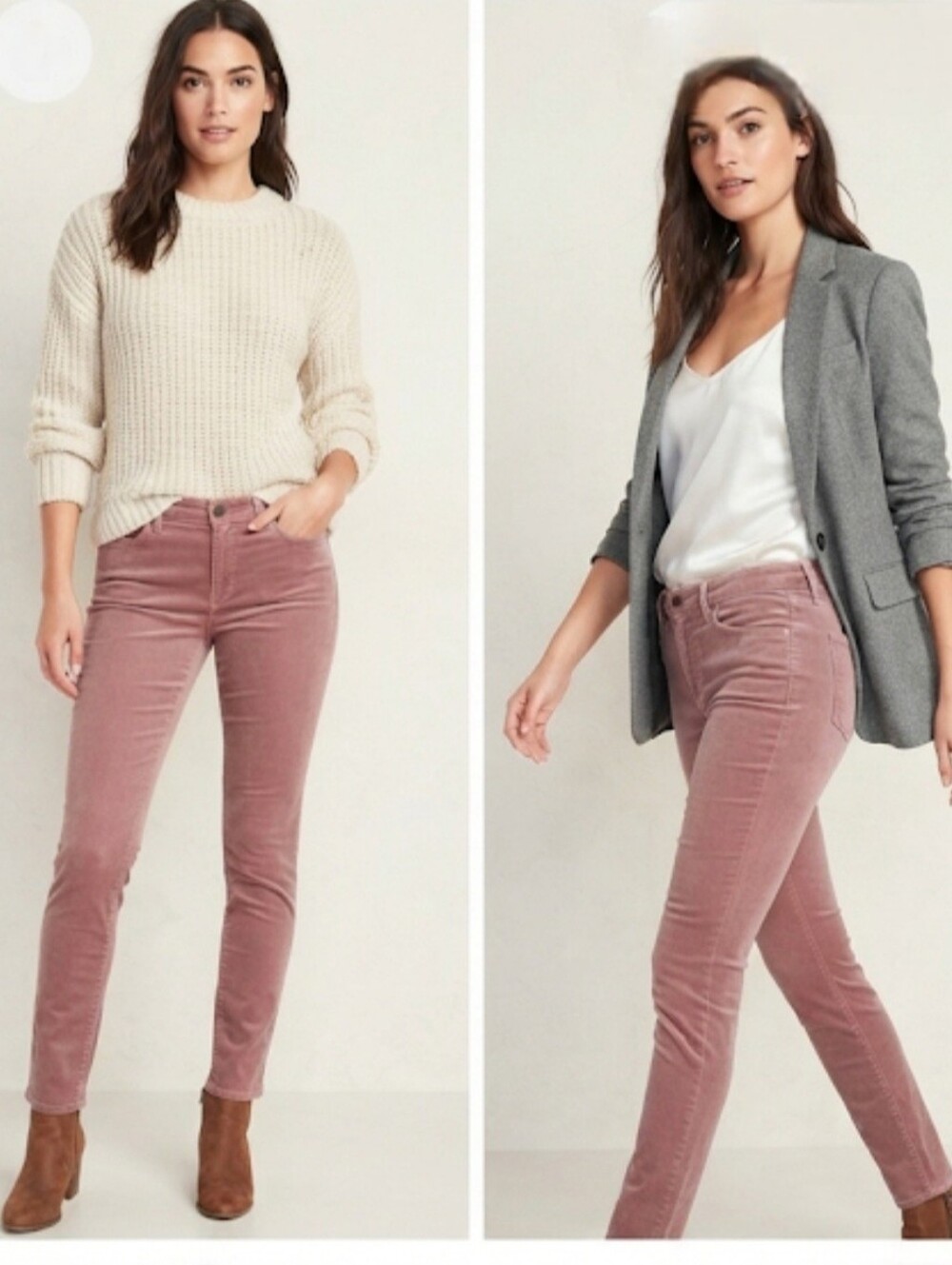 Old Navy Rockstar Mid-Rise Soft Velvet Skinny Pants Mauve (Dusty Rose) Size 10